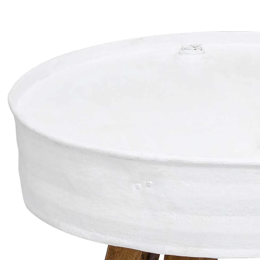 Table basse Bois de récupération massif 60x45 cm Blanc - 4