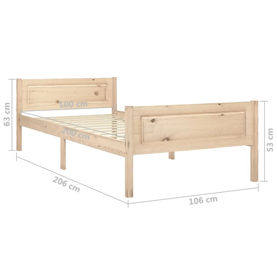 Cadre de lit sans matelas bois massif de pin 100x200 cm - 6