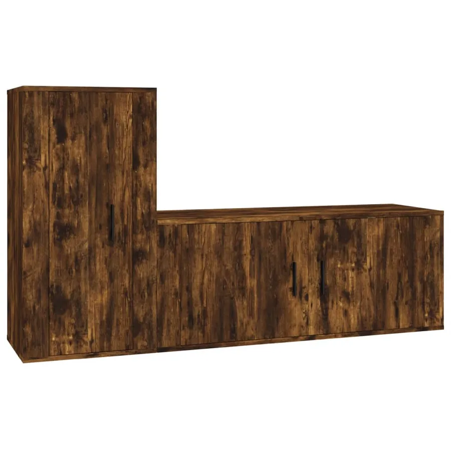Ensemble de meubles TV 2 pcs Chêne fumé Bois d'ingénierie - 2