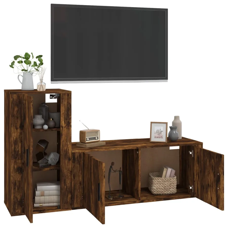 Ensemble de meubles TV 2 pcs Chêne fumé Bois d'ingénierie - 3