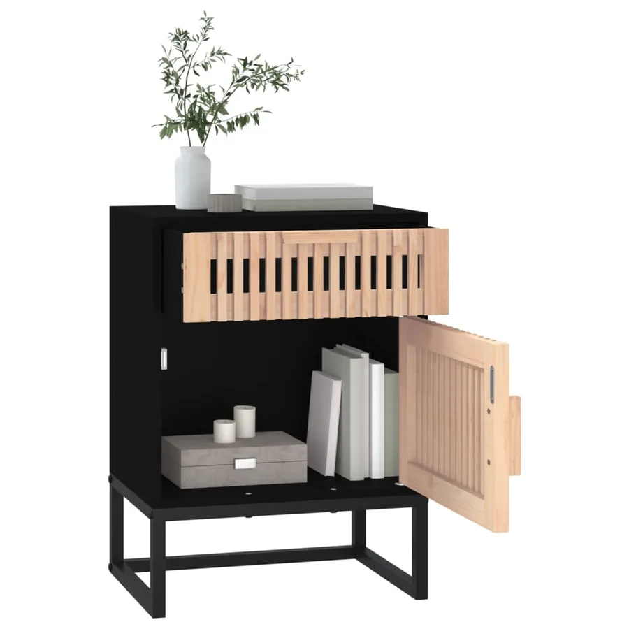 Table de chevet noir 40x30x55,5 cm bois d’ingénierie et fer - 4