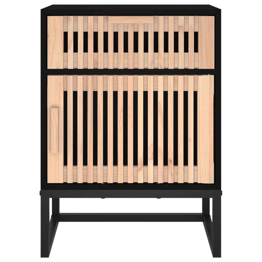 Table de chevet noir 40x30x55,5 cm bois d’ingénierie et fer - 5