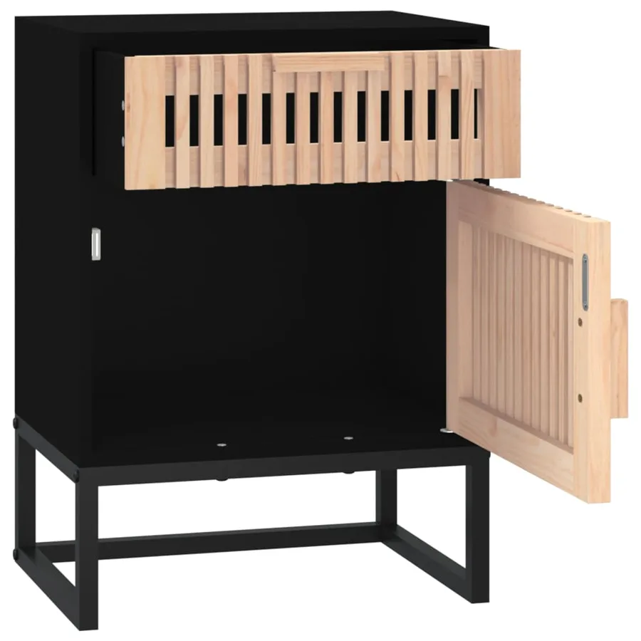 Table de chevet noir 40x30x55,5 cm bois d’ingénierie et fer - 6