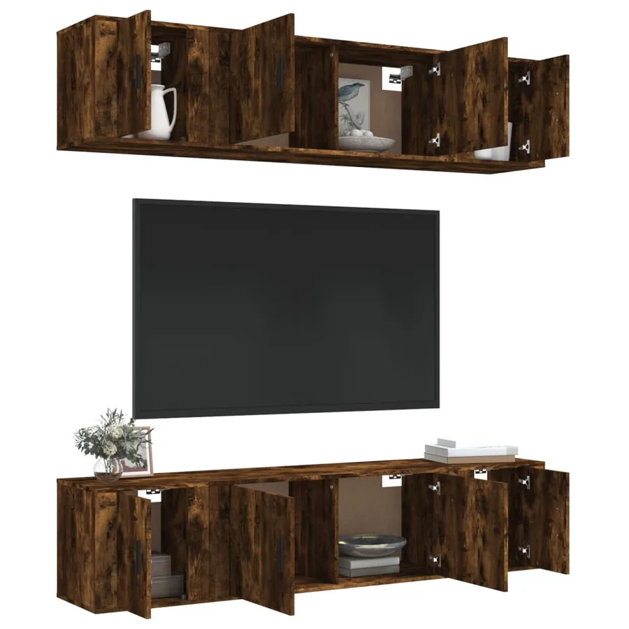 Ensemble de meubles TV 6 pcs Chêne fumé Bois d'ingénierie - 3