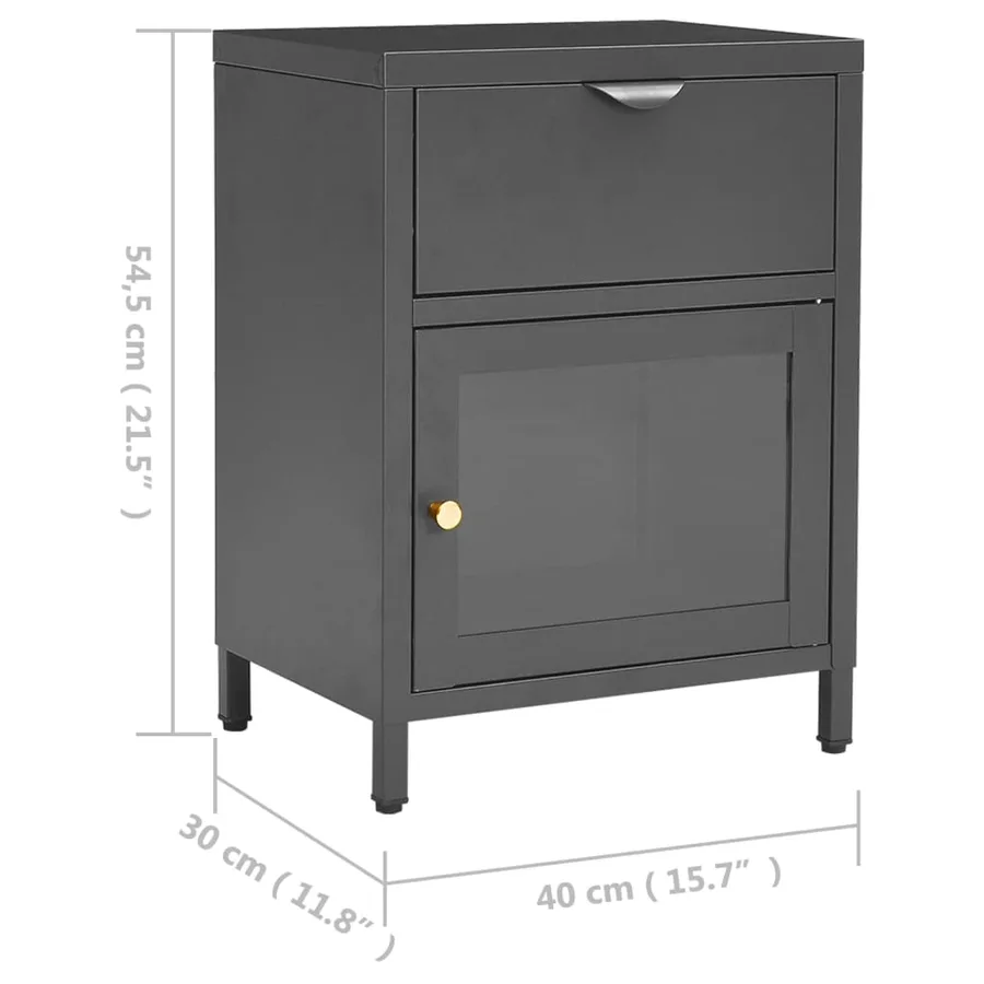 Tables de chevet 2 pcs Anthracite 40x30x54,5 cm Acier et verre - 12