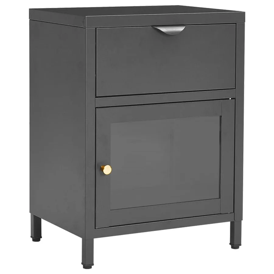 Tables de chevet 2 pcs Anthracite 40x30x54,5 cm Acier et verre - 3