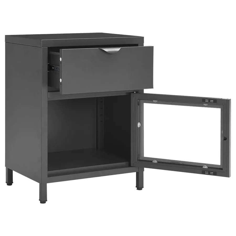 Tables de chevet 2 pcs Anthracite 40x30x54,5 cm Acier et verre - 7