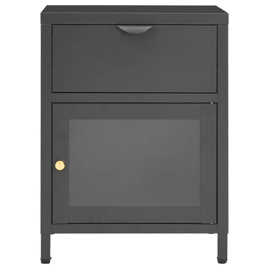 Table de chevet Anthracite 40x30x54,5 cm Acier et verre - 3