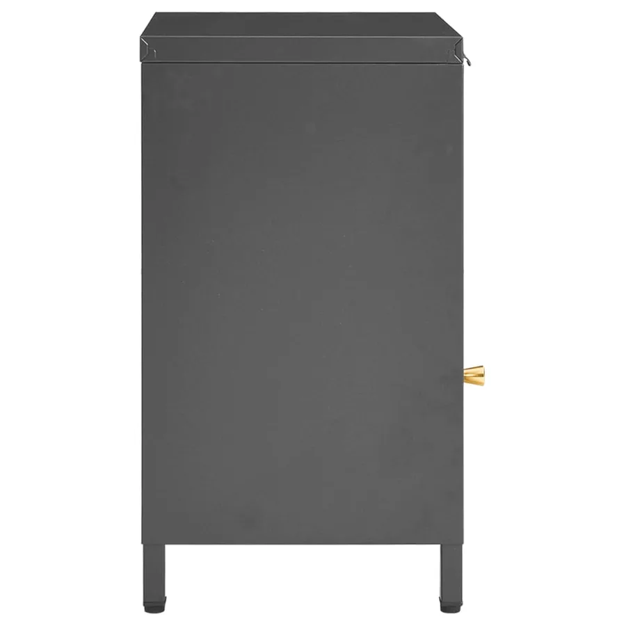 Table de chevet Anthracite 40x30x54,5 cm Acier et verre - 4