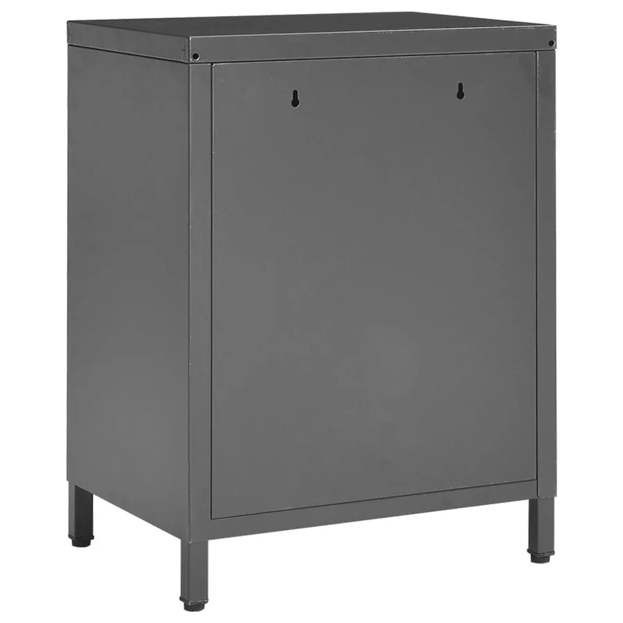 Table de chevet Anthracite 40x30x54,5 cm Acier et verre - 5