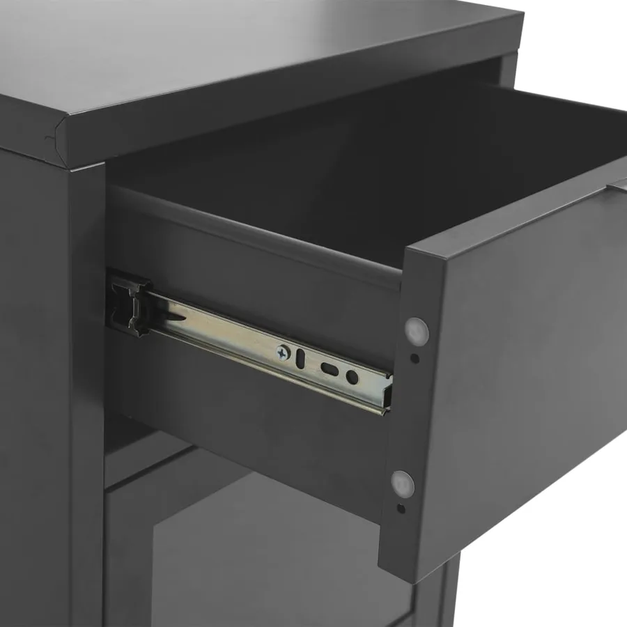 Table de chevet Anthracite 40x30x54,5 cm Acier et verre - 9