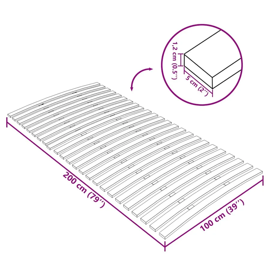 Latte de rechange pour sommier avec 24 lattes 100 x 200 cm - 8