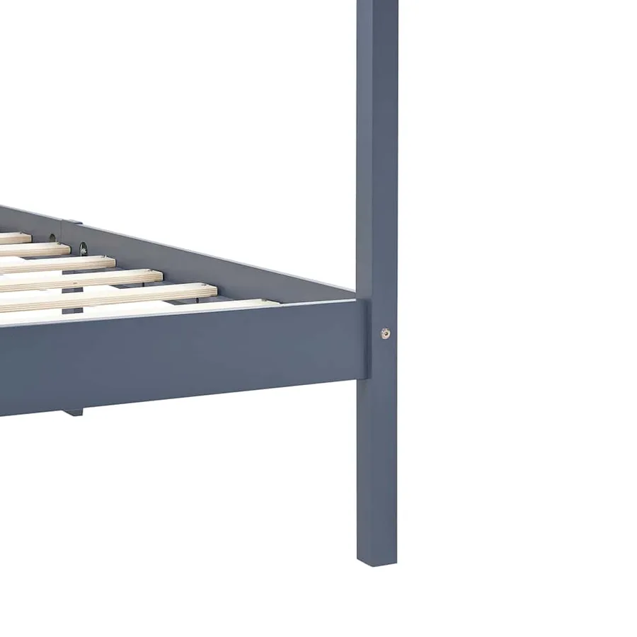 Cadre de lit à baldaquin sans matelas bois massif 100x200 cm - 6