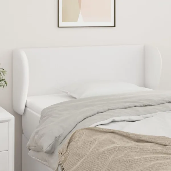 Tête de lit avec oreilles Blanc 93x23x78/88 cm Similicuir