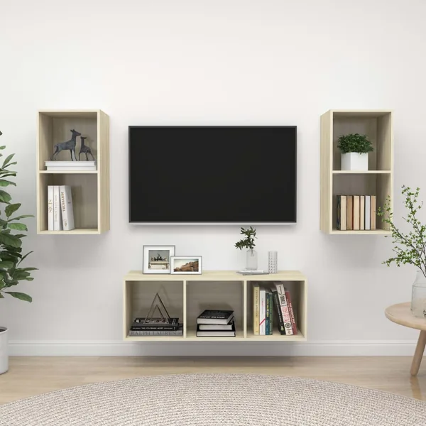 Ensemble de meubles TV 3 pcs Chêne sonoma Bois d'ingénierie