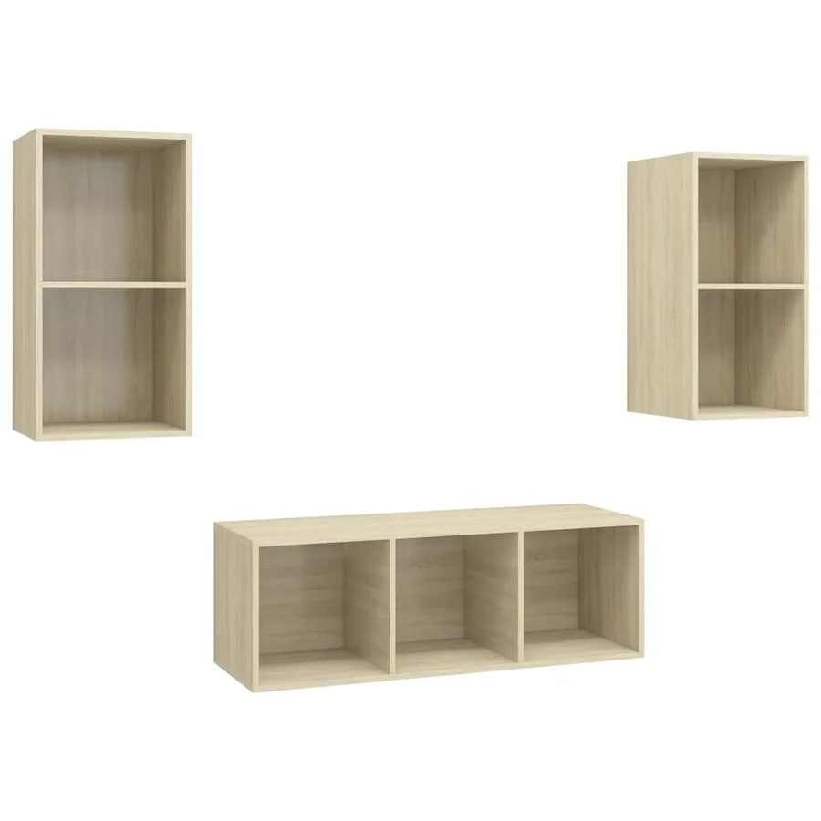 Ensemble de meubles TV 3 pcs Chêne sonoma Bois d'ingénierie - 2