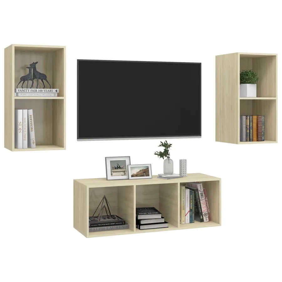 Ensemble de meubles TV 3 pcs Chêne sonoma Bois d'ingénierie - 3