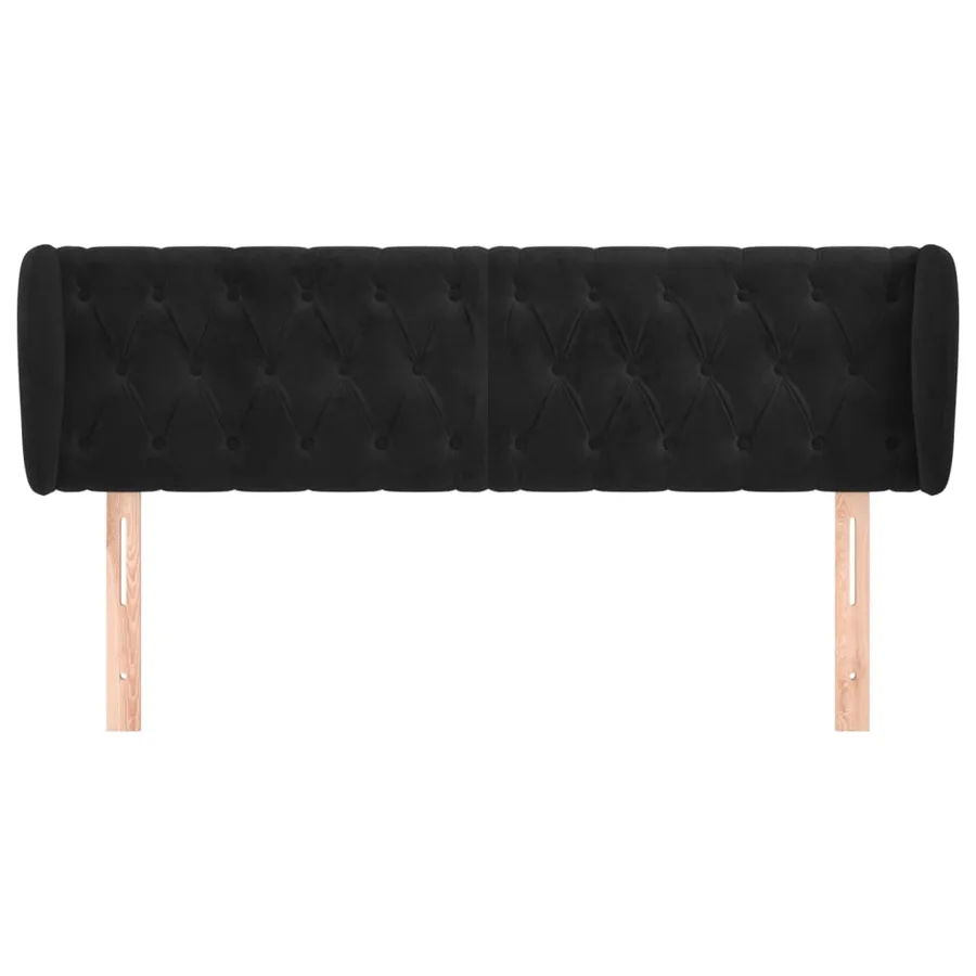 Tête de lit avec oreilles Noir 147x23x78/88 cm Velours - 3