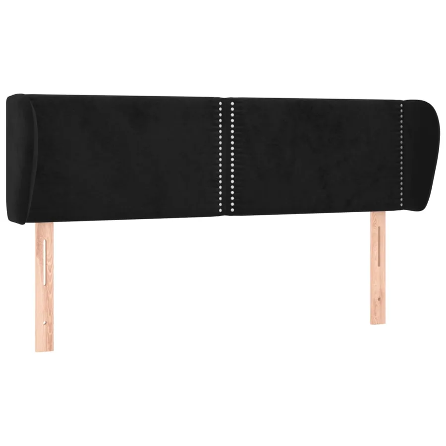 Tête de lit avec oreilles Noir 147x23x78/88 cm Velours - 2