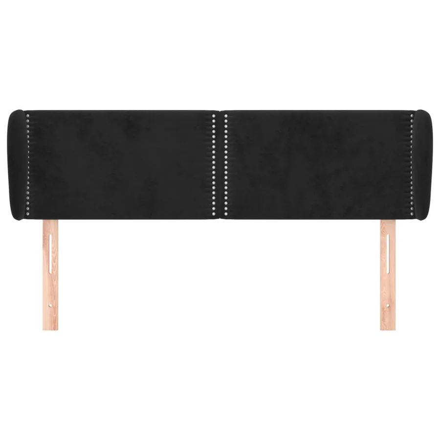 Tête de lit avec oreilles Noir 147x23x78/88 cm Velours - 3