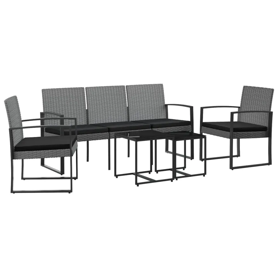 Ensemble à manger de jardin coussins 5 pcs gris foncé rotin PP - 2