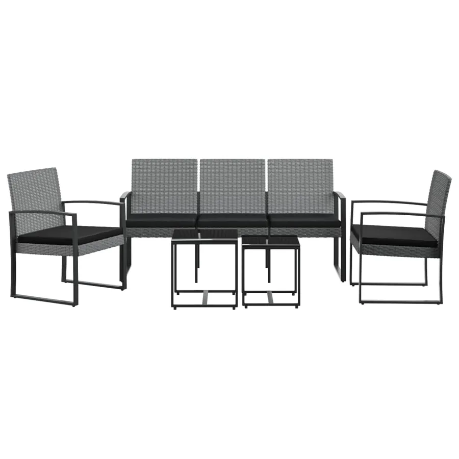 Ensemble à manger de jardin coussins 5 pcs gris foncé rotin PP - 3