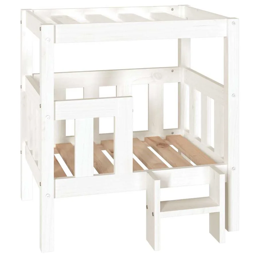 Lit pour chien Blanc 65,5x50,5x70 cm Bois de pin solide - 2