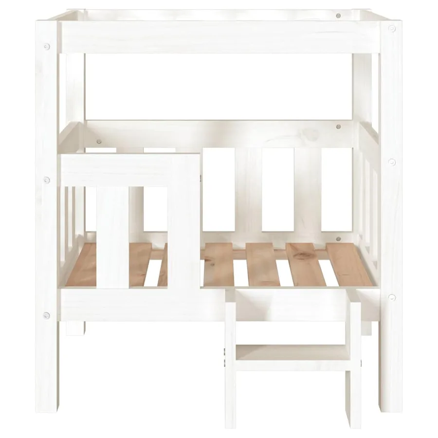 Lit pour chien Blanc 65,5x50,5x70 cm Bois de pin solide - 5