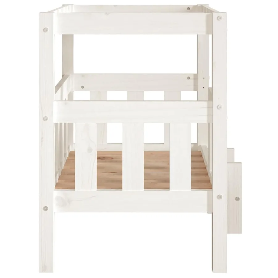 Lit pour chien Blanc 65,5x50,5x70 cm Bois de pin solide - 6