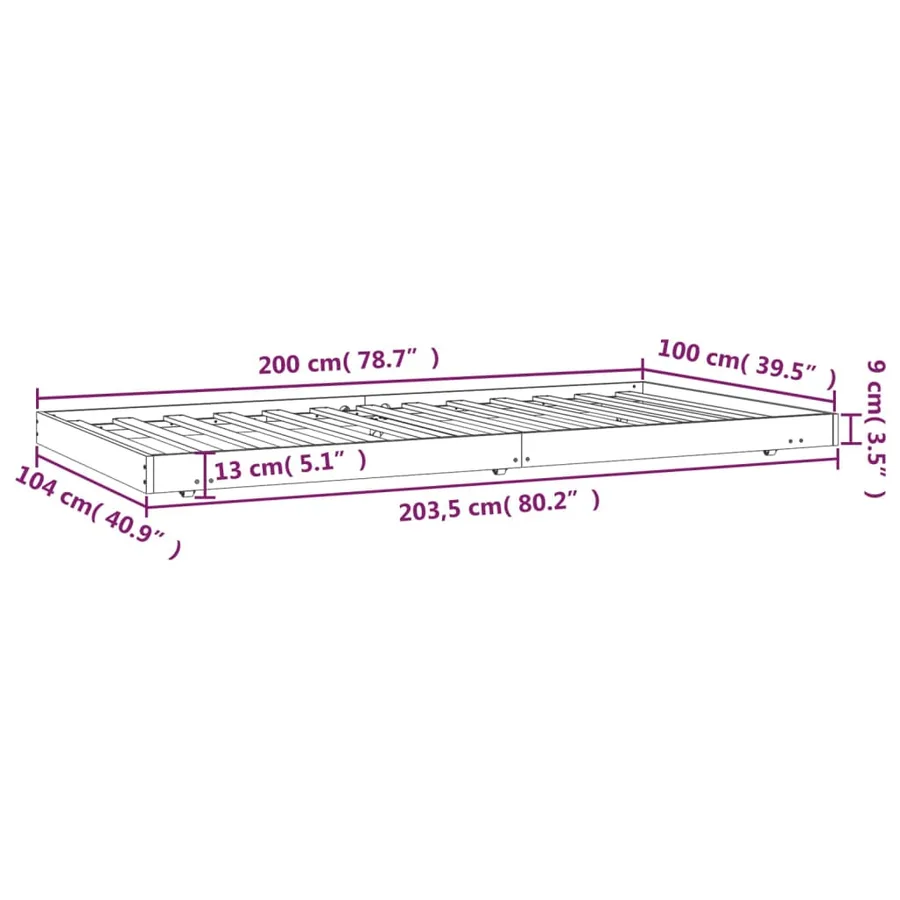 Cadre de lit sans matelas 100x200 cm bois massif de pin - 9