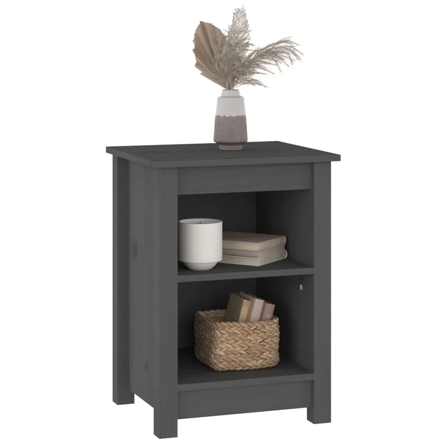 Tables de chevet 2 pcs Gris 40x35x55 cm Bois de pin solide - 6
