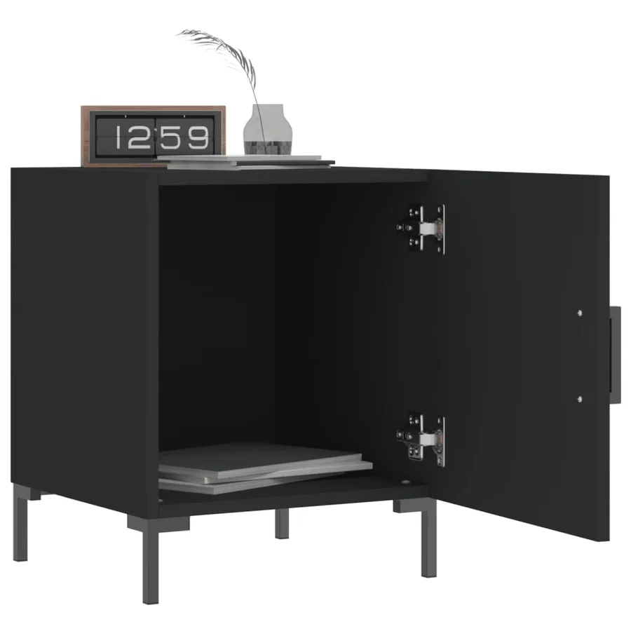 Tables de chevet 2 pcs noir 40x40x50 cm bois d’ingénierie - 9