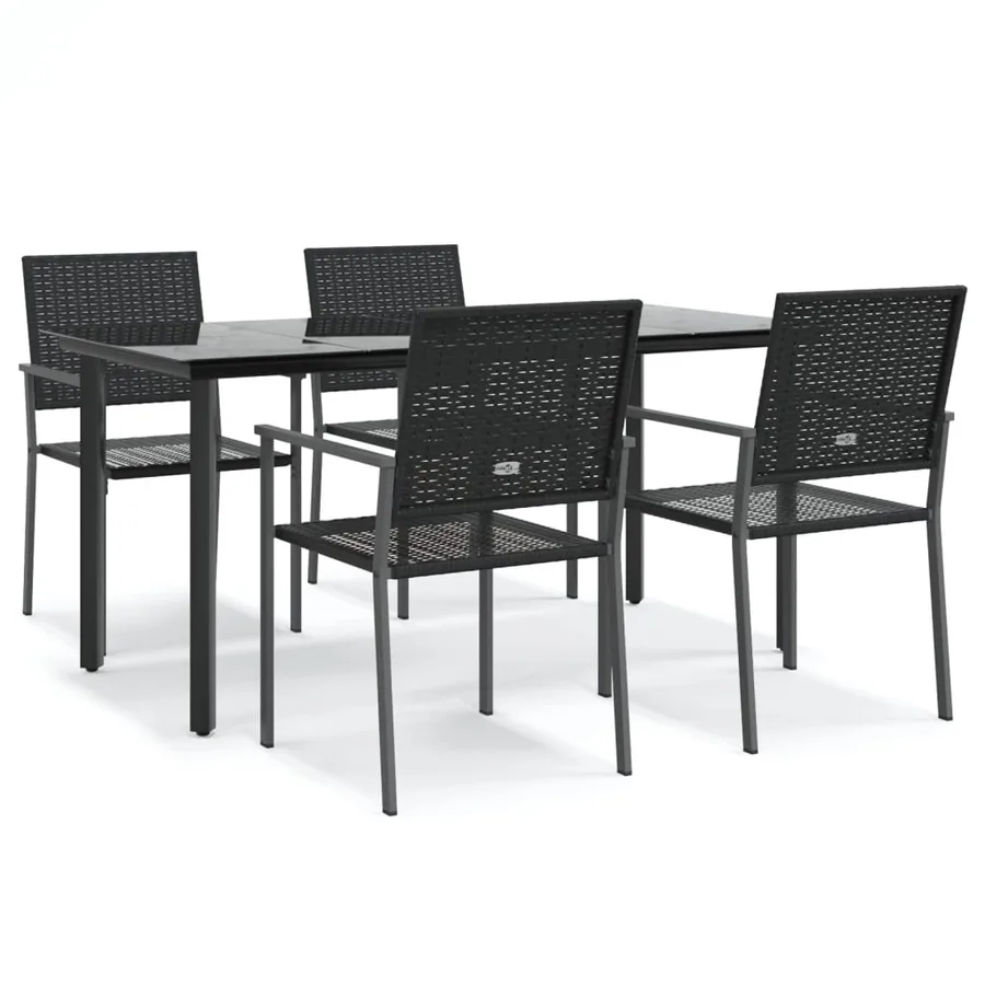 Ensemble à manger de jardin 5 pcs résine tressée acier - 2