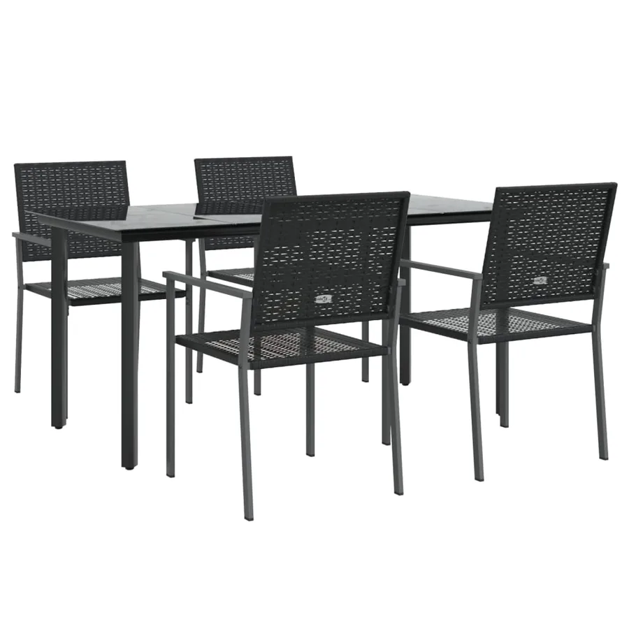 Ensemble à manger de jardin 5 pcs résine tressée acier - 3