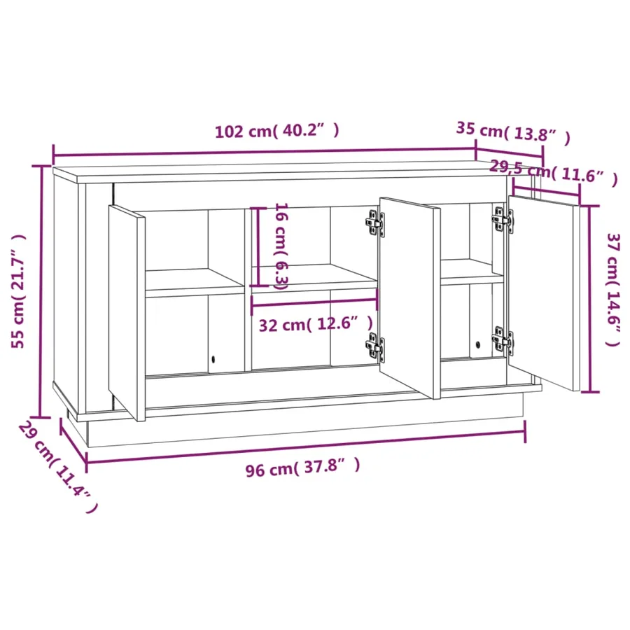 Buffet chêne sonoma 102x35x55 cm bois d'ingénierie - 9