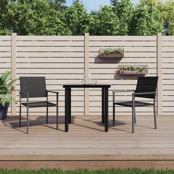 Ensemble à manger de jardin 3 pcs résine tressée acier