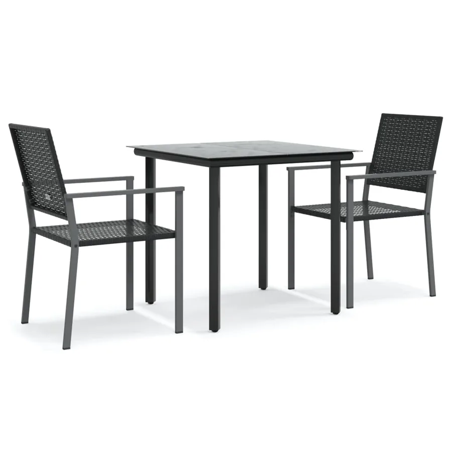 Ensemble à manger de jardin 3 pcs résine tressée acier - 2