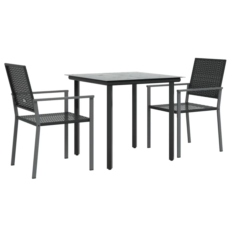 Ensemble à manger de jardin 3 pcs résine tressée acier - 3