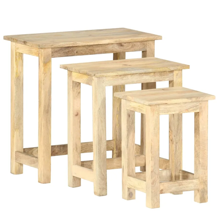 Tables gigognes 3 pcs Bois solide de manguier - 10