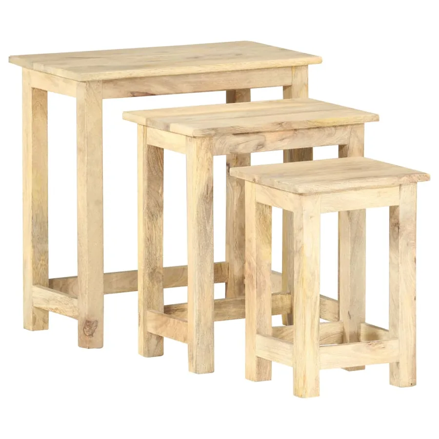 Tables gigognes 3 pcs Bois solide de manguier - 12