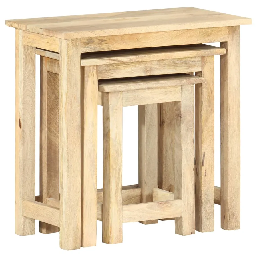 Tables gigognes 3 pcs Bois solide de manguier - 3