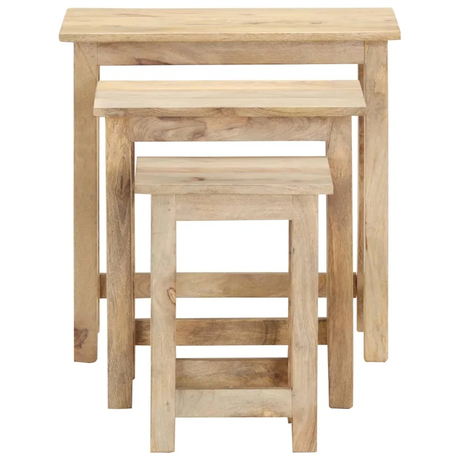 Tables gigognes 3 pcs Bois solide de manguier - 4