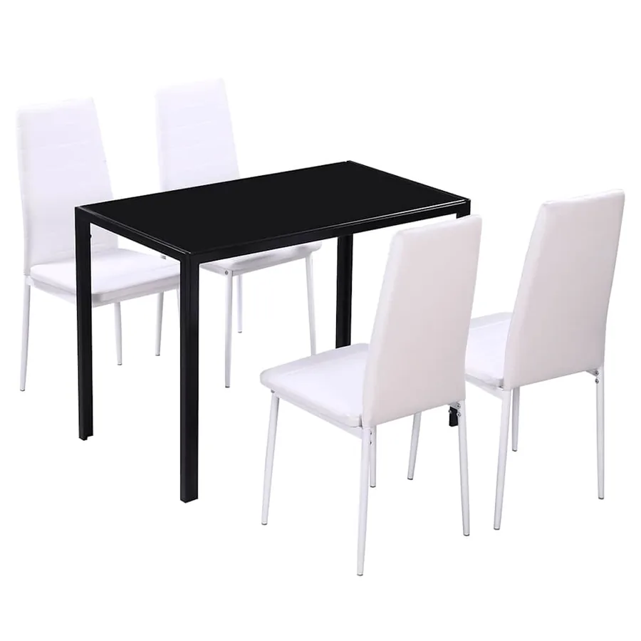 Ensemble de salle à manger 5 pcs Cuir synthétique Noir et blanc