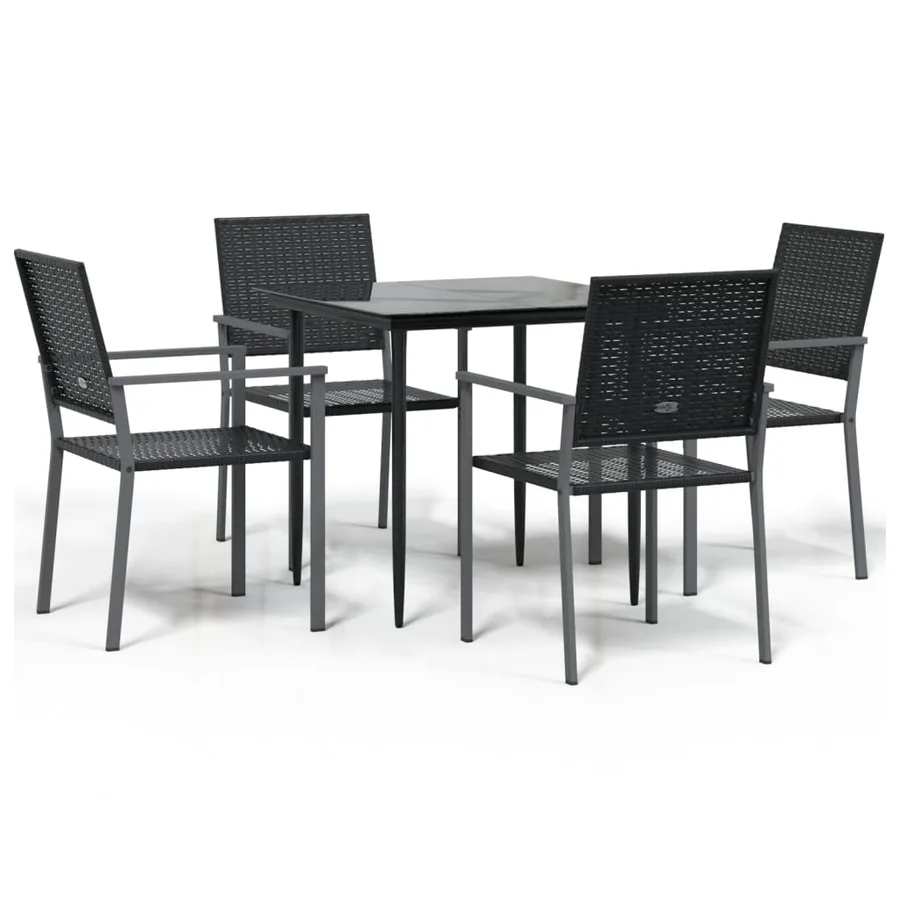 Ensemble à manger de jardin 5 pcs résine tressée acier - 2