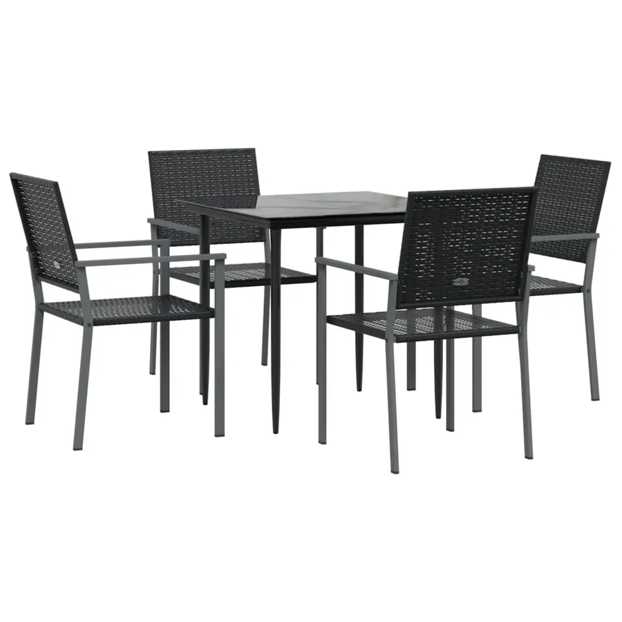 Ensemble à manger de jardin 5 pcs résine tressée acier - 3