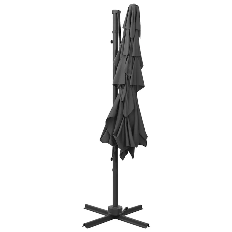 Parasol de jardin à 4 niveaux avec mât en aluminium anthracite - 5