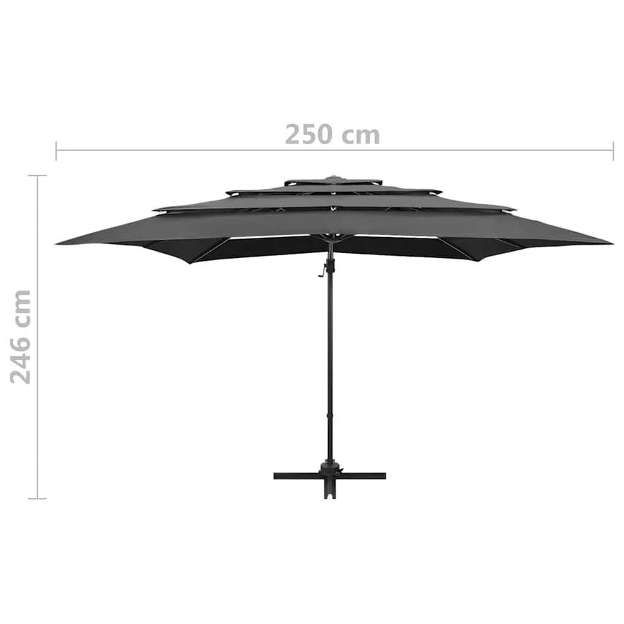 Parasol de jardin à 4 niveaux avec mât en aluminium anthracite - 9