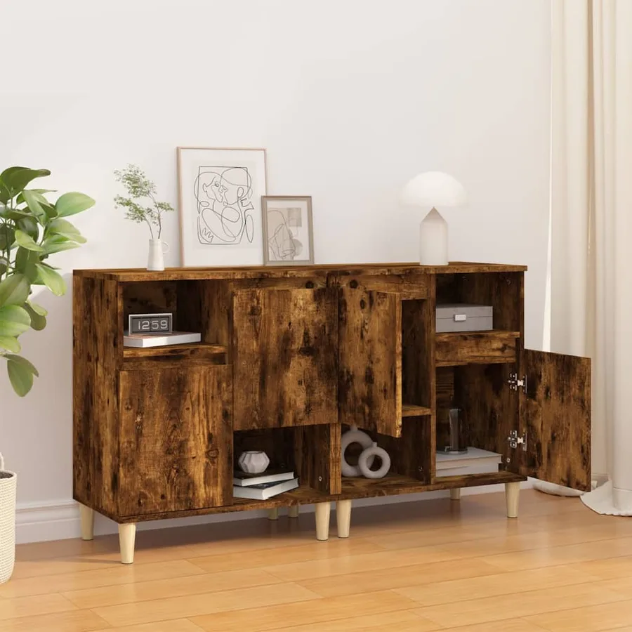 Buffets 2 pcs chêne fumé 60x35x70 cm bois d'ingénierie - 3