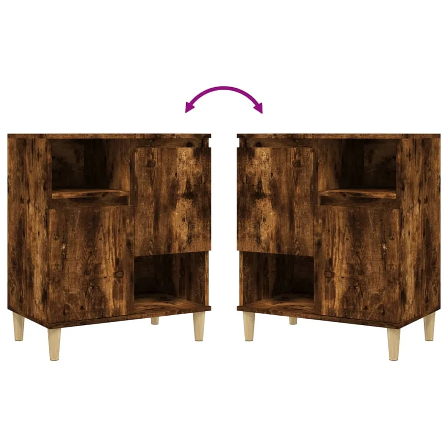 Buffets 2 pcs chêne fumé 60x35x70 cm bois d'ingénierie - 7