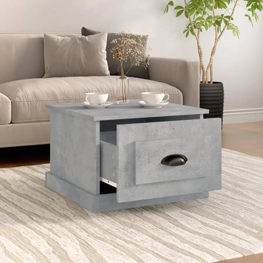 Table basse gris béton 50x50x35 cm bois d'ingénierie - 3
